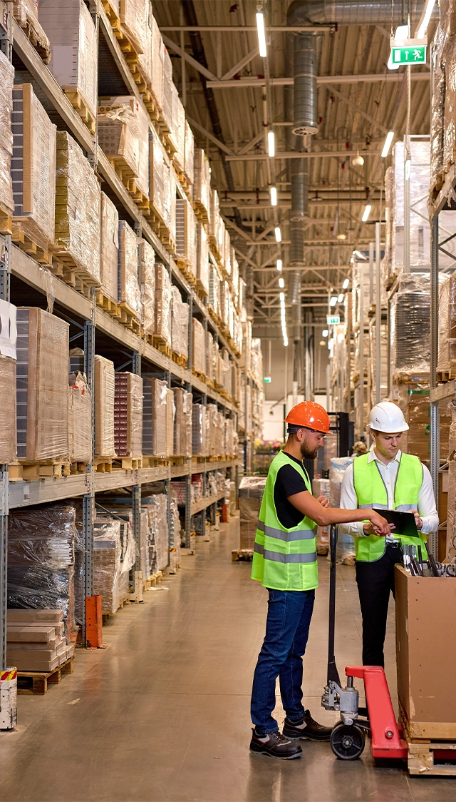 worker inspect in warehouse