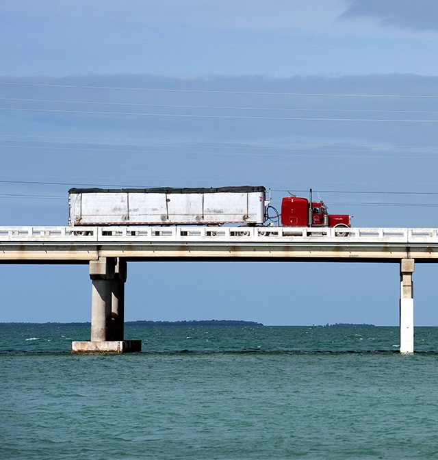 truck on sea bridge