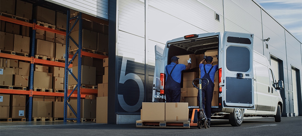 goods packages loading on truck